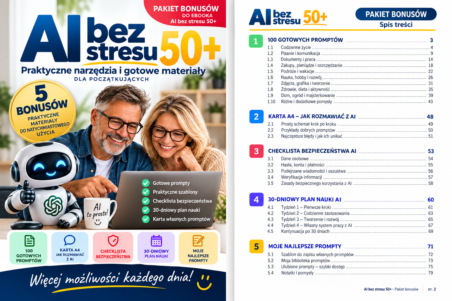 Pakiet bonusów do e-booka o sztucznej inteligencji dla osób 50+